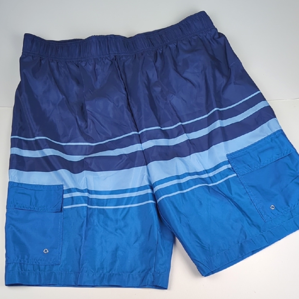 OPEN TRAILS Men's XL New Mesh Lined Blue Swim Shorts